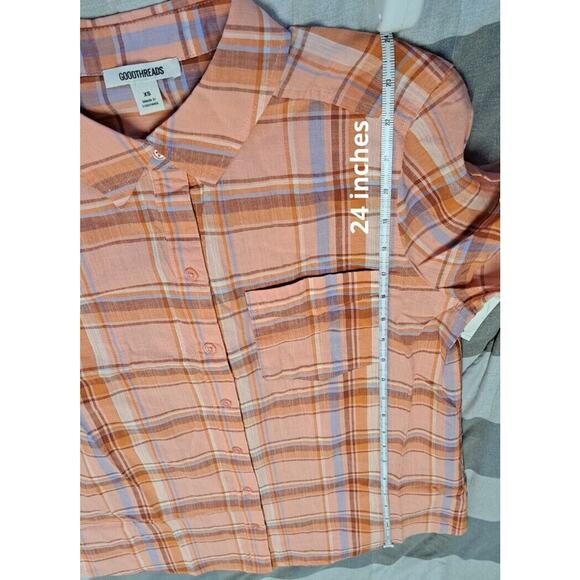 Goodthreads Women's Washed Cotton Boyfriend Shirt , Plaid Long Sleeves XS - Picture 2 of 12